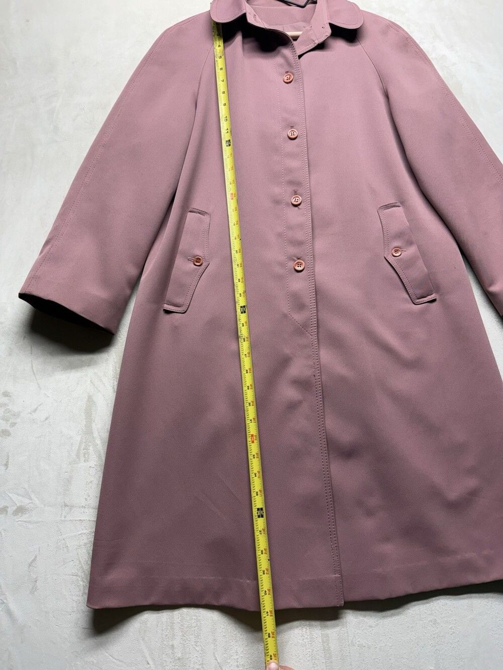 VTG 80s Forecaster Boston Trench Coat Women's M Pink Retro Woven Poly Raincoat - Picture 3 of 6